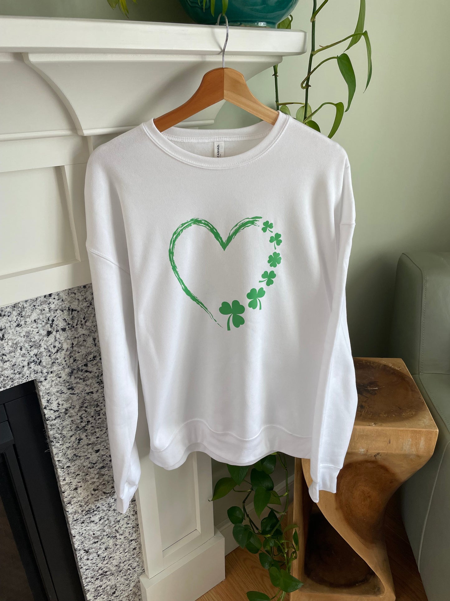 Women's "Clover Heart" Drop Shoulder Fleece Crew Neck