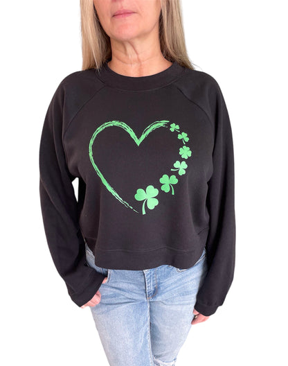 Women's "Clover Heart" Fleece Crop